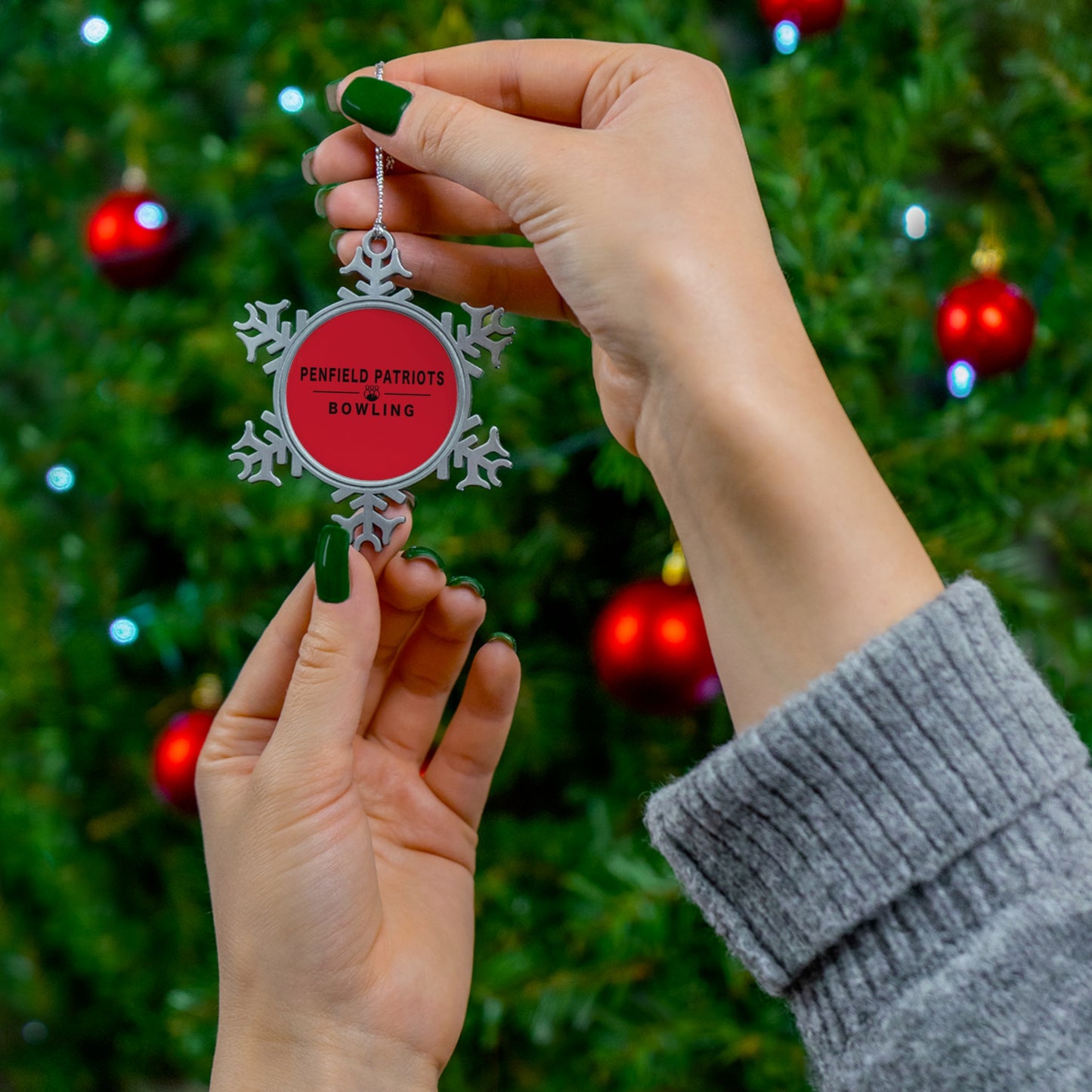 Bowling Pewter Snowflake Ornament